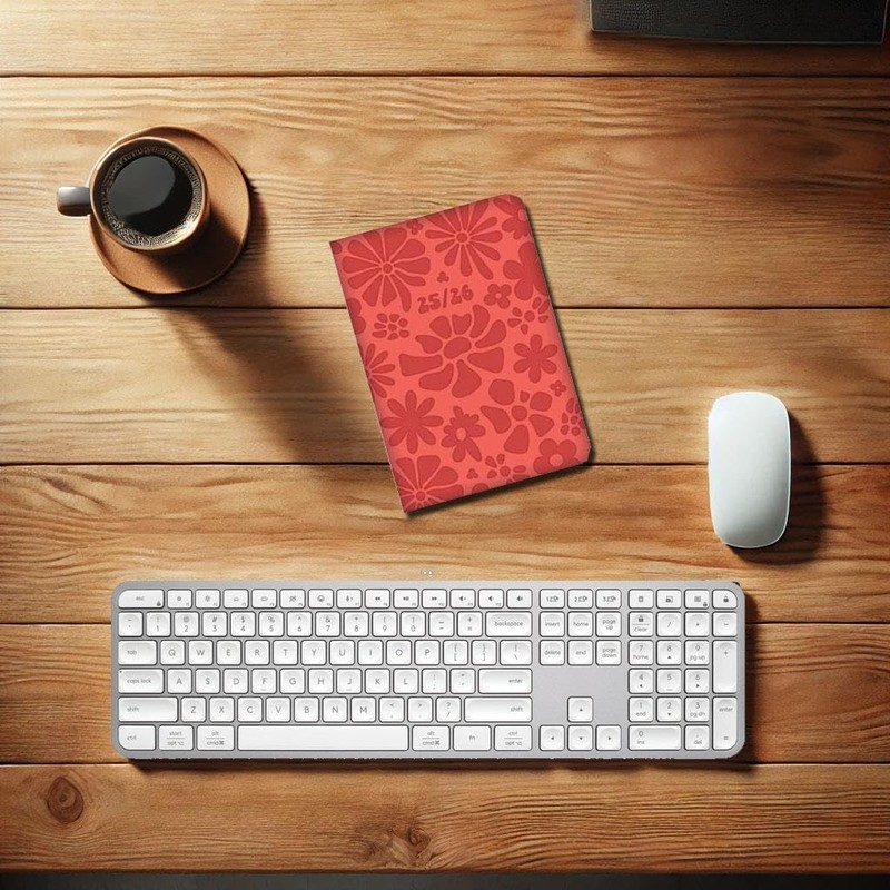 2025-26 A5 Academic Diary Week to View Soft Red