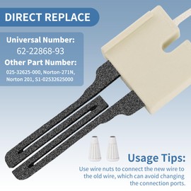 Funmit 62-22868-93 Furnace Hot Surface Ignitor Fit for Norton-271N Goodman York Coleman Evcon Luxaire, 025-32625-000 Universal Direct Replacement for Rheem Ruud Weatherking