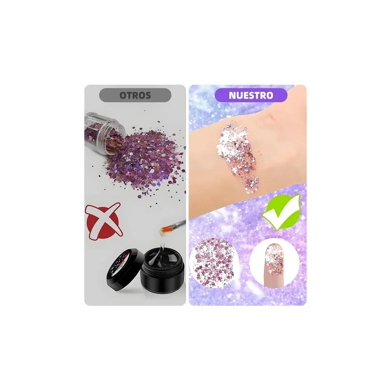 9pz Body Glitter Maquillaje Cabello Cuerpo Brillos Colores