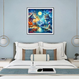 FHBUBPUP 5D Diamond Painting Kits for Adults, Wolf Diamond Art Kits for Beginners, DIY Full Drill Round Diamond Dot Gem Art, Craft Gift Suitable for Home Wall Decoration 12×12Inch