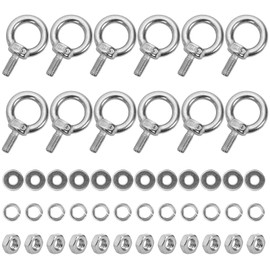 SRZTXU 12 Pack M5 Stainless Steel Eye Bolts with Nuts Washers, 0.45"（12mm） Thread Length - Eyebolts for DIY, Furniture, Swing, and Outdoor Use (12, M5 x 12mm)