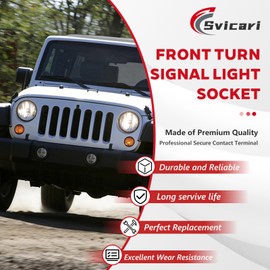 Svicari Front Turn Signal Light Lamp Connector Socket Wiring Harness Kit Fit for Jeep Wrangler 2007-2018 Replace #68030098AB 68030098AA 68065016AB 68226719AA