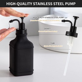 Enra Glass Soap Dispenser,17oz Black Bathroom Soap Dispenser,Hand Liquid Soap Dispensers With Stainless Steel Pump,Refillable Dish Soap Dispenser,Modern Home Soap Dispenser for Bathroom,Kitchen(Black)