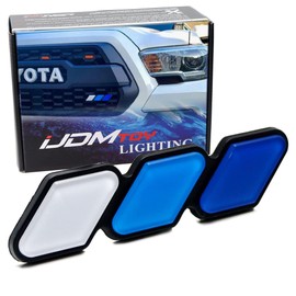 iJDMTOY Retro 3-Color Stripe Grille Badge Emblem w/No Removal Required Toggle Anchor Bolts, Compatible with Toyota Tacoma Tundra 4Runner FJ Cruiser RAV4 Hilux, etc (White/Blue/Navy)