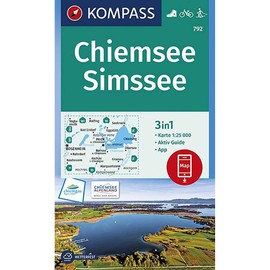 KOMPASS Wanderkarte Chiemsee, Simssee: 3in1 Wanderkarte 1:25000 mit Aktiv Guide inklusive Karte zur offline Verwendung in der KOMPASS-App. Fahrradfahren. Langlaufen. (KOMPASS-Wanderkarten, Band 792)