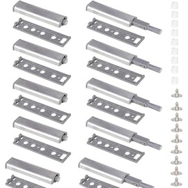 Byffor Cabinet Door Rebound Closure, Cabinet Door Damper, Stainless Steel Metal Pressure Door Damper, 4-Piece Push to Rebound Device, Damping Device for Furniture Cabinets, Cabinet Doors, Drawers