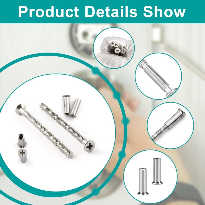 Pack of 16 Connection Screws Sleeves M4 Door Handle Screws