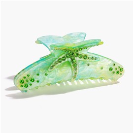 WOWORAMA Starfish Hair Claw Clips for Women Large Sea Shell Hair Clips with Crystals Trendy Green Hair Jaw Clips Non-Slip Hair Claws for Thick Hair Accessories