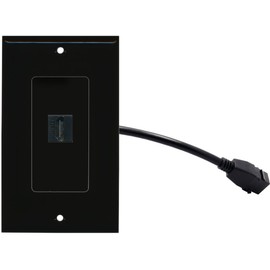 RiteAV (1 Gang Decorative HDMI Wall Plate w/Pigtail Extension Cable Black