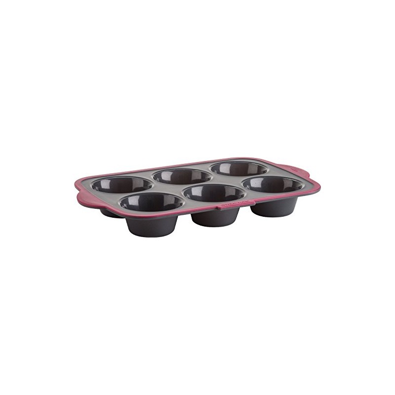 Trudeau Structure Silicone Pro Muffin Pan, 6, Grey/Burgundy (09912093)