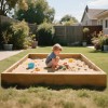 ABORON Kids Sand Boxes with Excavator Sandboxes with Covers Corner