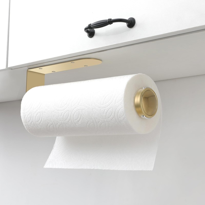 theaoo Paper Towel Holder Under Cabinet, One-Hand Tear, Wall Mount,