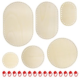 CONNECTION Pack of 6 Basket Base for Crocheting Wooden Base for Crocheting Wicker Base Bag Base for Crochet with 20 Stitch Markers for DIY Basket Weaving Crafts Home Decoration 30/25/20/15/10 cm Oval