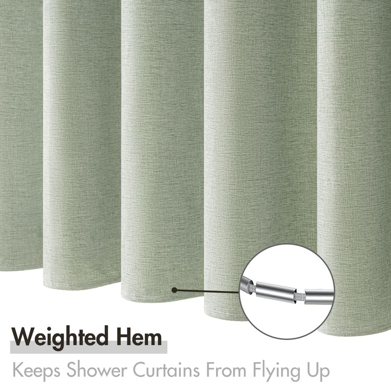 MIULEE Extra Long Linen Spring Shower Curtain 84 Inches Long