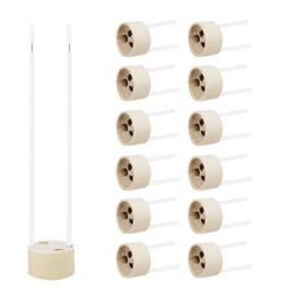 ECHENLED JX-970C GU10 Base Socket, 600℃ Heat Resistant Maximum 250V 300W, Ceramic Lamp Holder and Silicon Wire Connector (12) Pack.