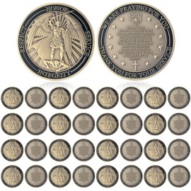 Quelay 40 Pcs Police Challenge Coins Saint Michael Law Enforcement Challenge Coins Bulk Police Officers Bless Prayer Patron Saint Coin Polices Gifts for Men Women Veterans(We are Praying for You)