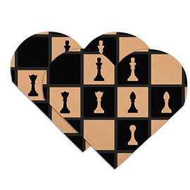 Chess Board Pieces Pattern Heart Faux Leather Bookmark - Set of 2