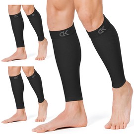 CHARMKING Calf Compression Sleeve for Women & Men Circulation (3 Pairs) 15-20 mmHg is Best Athletic for Running, Flight Travel, Support, Cycling, Pregnant - Boost Performance (L/XL, Black/Black/Black)