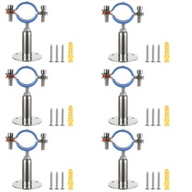 6 Pack 304 Stainless Steel Wall Mount Ceiling Mount Pipe Supports, Adjustable Pipe Support Bracket with Screws for Pipe 36-40mm, Adjustable Height 100-150mm