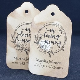 In Loving Memory set of 25 Tags (my MEDIUM tag 1 3/8" x 2 1/2") Memorial Favor Tag Memorial tag, in memory of