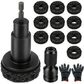 Muomdid Wheel Hub Cleaning Tool Set, 10 Pads for Drill and 1/2-Inch Wrench