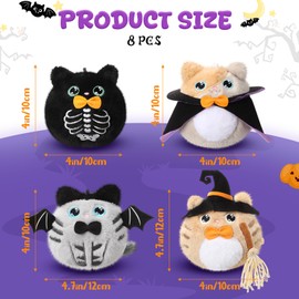 Soulchen 8 Pcs Halloween Cat Plush Toys Bulk 4 Inch Halloween Stuffed Animal Cute Kitten Plushies Trick or Treat Gifts Party Favors for Home Decor Cat Lover Collectibles