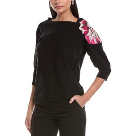 Anne Klein Boat Neck Sequin Embelished Flower