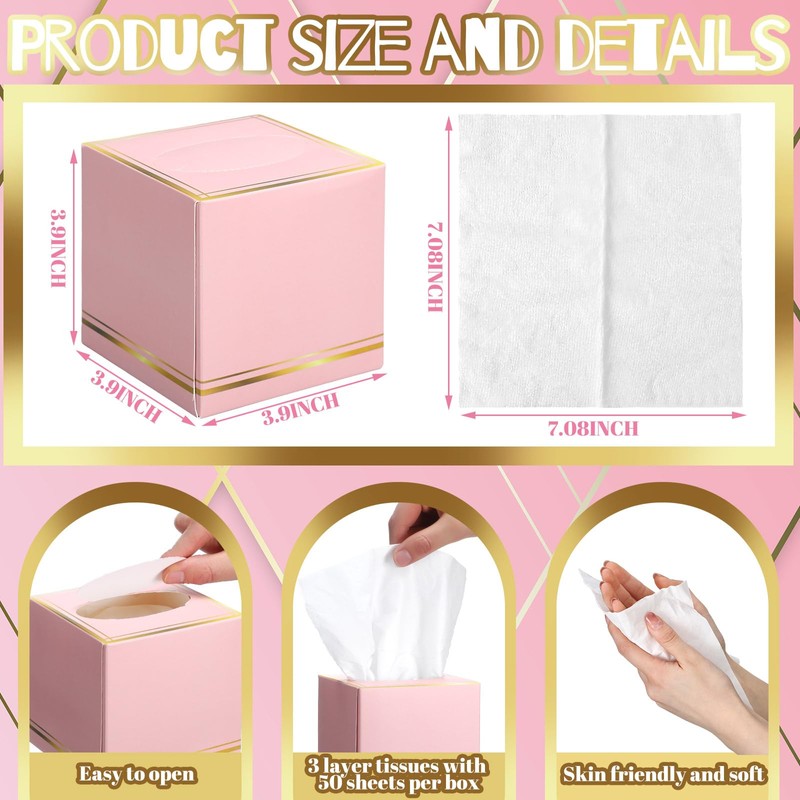 Fourluoo 12 Pack Facial Tissues Cube Boxes Face Box 600