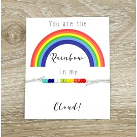 You Are The Rainbow in My Cloud Card, Rainbow Beads Wish Bracelet (Grey) Miss Fit Boutique