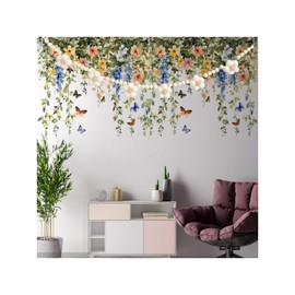 Yuelulala White & Yellow Daisy and Felt Balls Garland Hanging Decoration for Room Decoration Holiday Photography Background Birthday Party Supplies (A5-1)