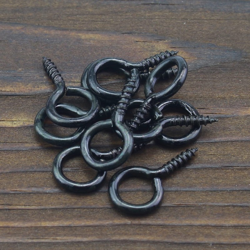 HELIFOUNER 200 Black Zinc Plated Steel Screw Eyes