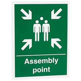 Seco Assembly Point Sign, 150mm x 200mm - 1mm Semi Rigid Plastic, green