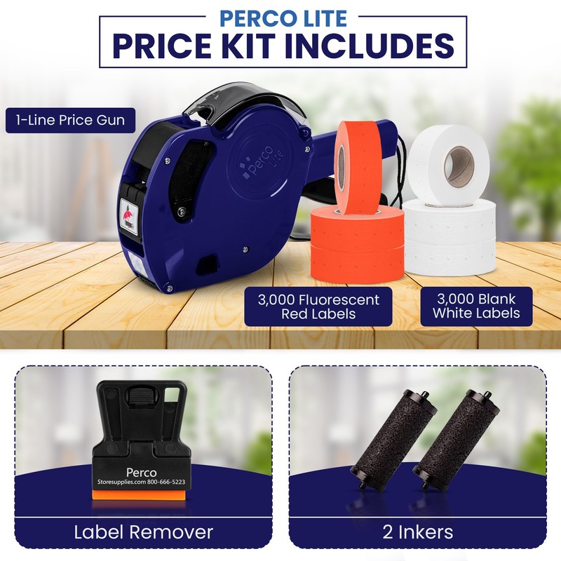 Perco Lite 1 Line Price Gun with Labels Kit -