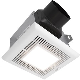 Maxxima Luvoni 80 CFM Bathroom Exhaust and Ventilation Fan with Light - 3000K Warm White 600 Lumen LED Light, Quiet 1.5 Sones Operation, Noise Free, White Grill Ceiling Mounted Fan Ventilator