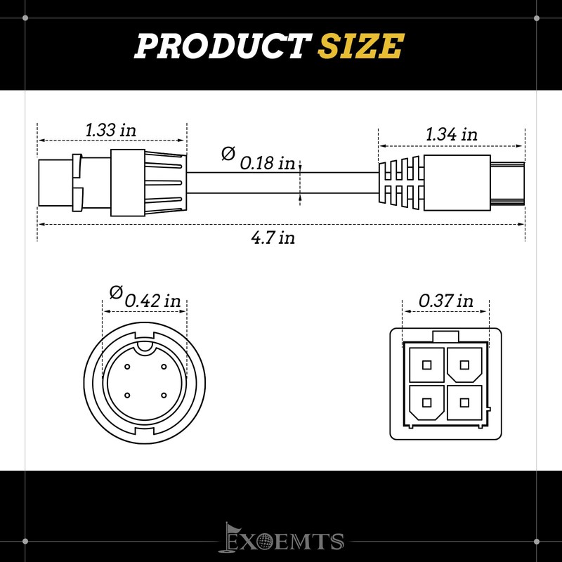 EXOEMTS 4-Pin Diagnostic Cable Adapter for Club Car Golf Cart,