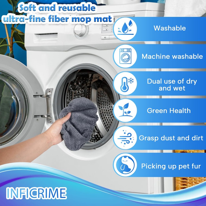 INFICRIME 6 Pack Reusable Microfiber Mop Pads Compatible with Swiffer