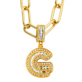 Pera Jewelry 14K Gold Plated Diamond Initials Necklaces, Alphabet Pendant Letter A to Z Necklaces for Women with Gift Box | Adjustable Chain, Minimalist, Tiny Dainty Alphabet Choker Necklaces (G)