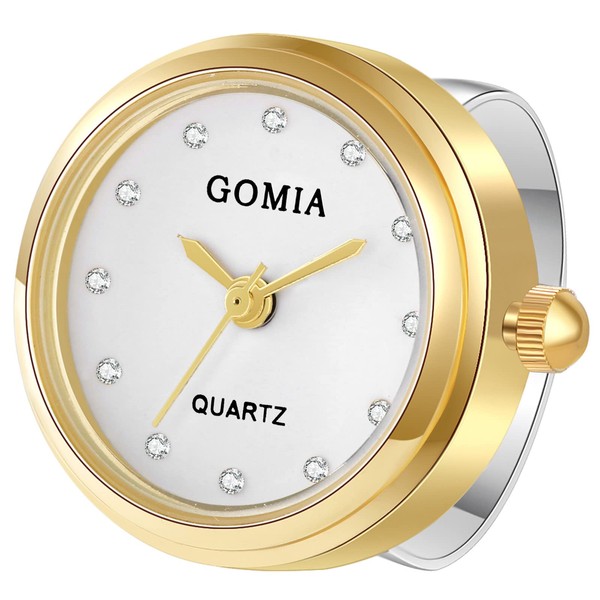 JewelryWe Novelty Finger Watch Silver Gold Plated Adjustable Ring Watch