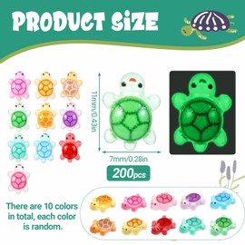 Rbleote 200 Stück mini schildkröten Leuchtend Schildkröte Miniatur Meerestiere aus Harz kleine Tiere Figuren Minifiguren für Puppenhaus, Mikrolandschaft und Deko für Gartenarbeit