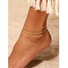 U7 Gold Ankle Bracelet for Women,14K Gold Anklet Layered Cuban