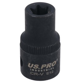 E12 Female Impacted Impact Torx Star E Socket 1/2in Drive Shallow