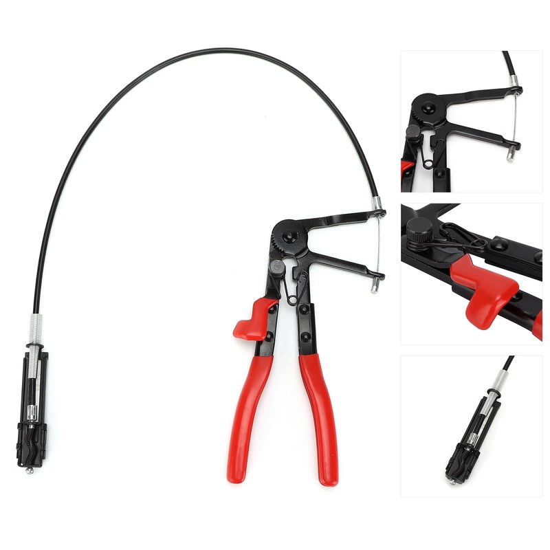 Flexible Wire Hose Clamp Plier Steel RustProof Red Black Automobile
