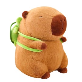 AYNKH Capybara Plush Toy, 23cm Realistic Soft Capybara Stuffed Animal Doll Carrying Turtle, Cute Plushie Pillow Gift for Kids Boys Girls