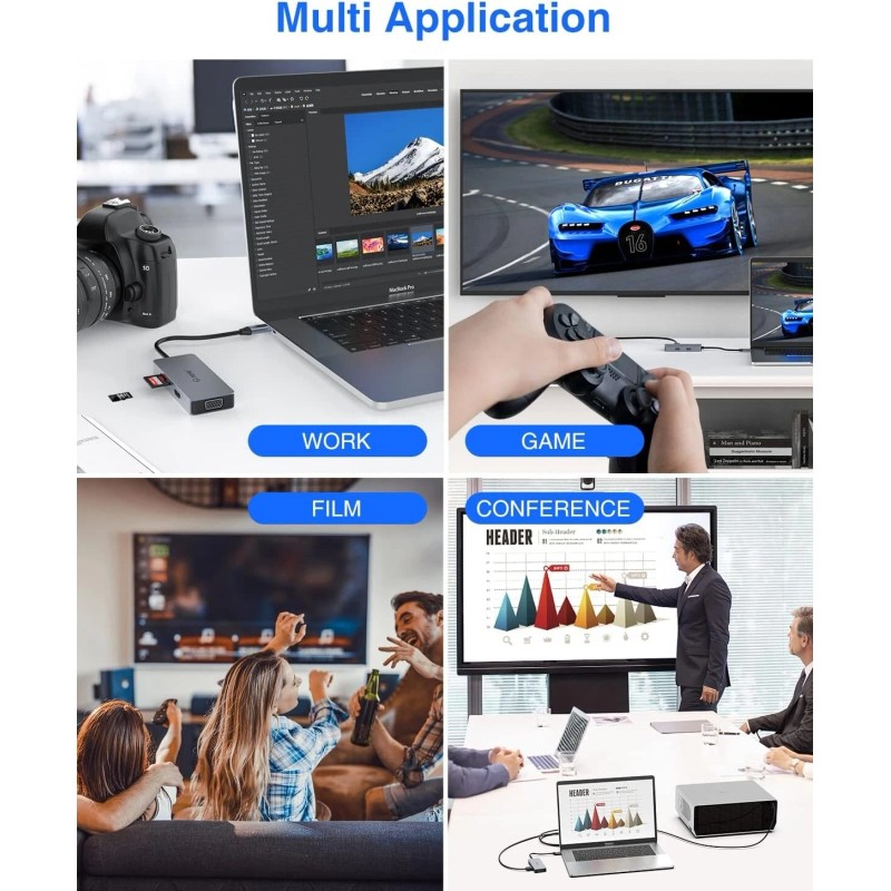 TOTU USB C Hub, Docking Station, TOTU 6-in-1 Docking Station