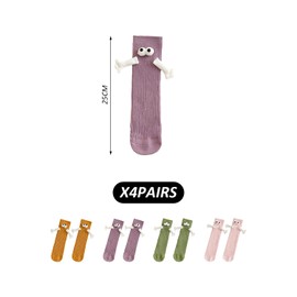 NyxSeat 4 Pairs of Socks with Magnetic Hands, Couple Hand Holding Socks, Funny Socks, Cute and Funny Socks, 3D Pairs Socks, Socks Suitable for Valentine's Day and Birthday Parties, Purple, green,