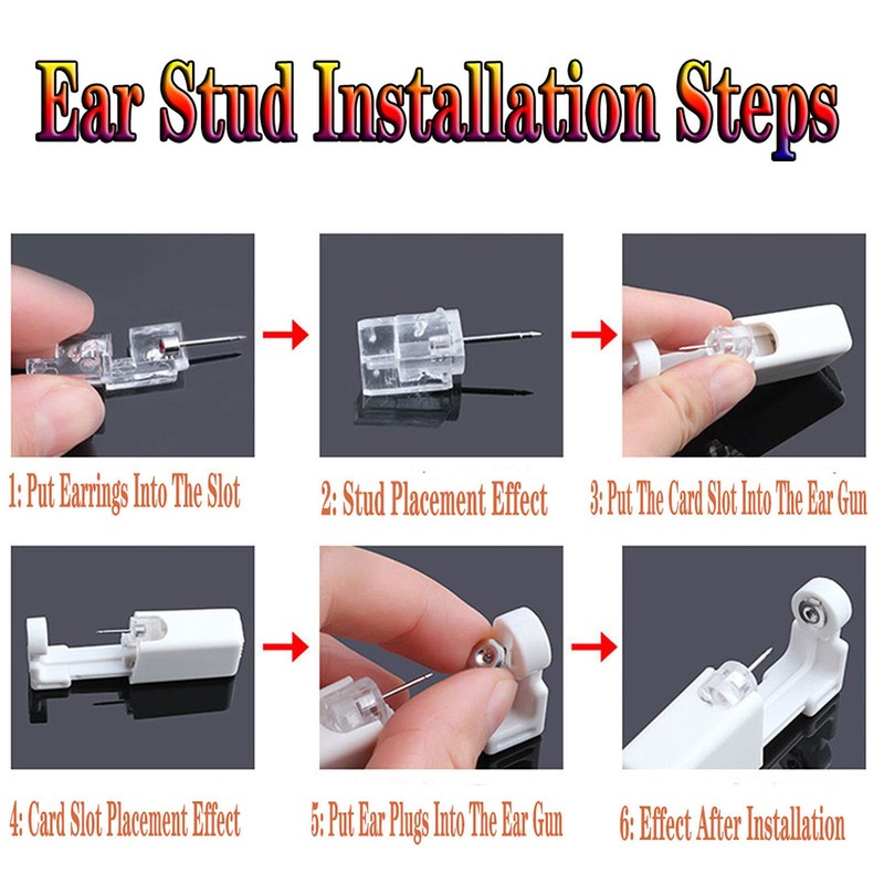 4 PCS Self Ear Piercing Gun Kit, Disposable Ear Piercing