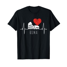 Roma Colosseo Bandiera Italia Rome Battito Cardiaco Amo Roma Maglietta