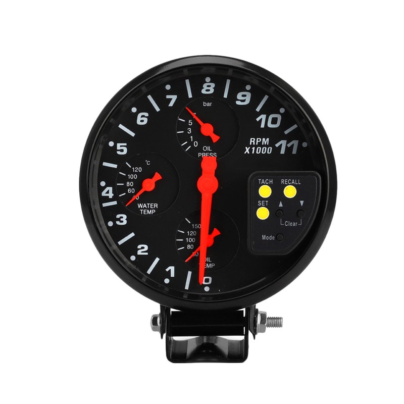Riloer 5-Inch Multifunctional Tachometer, Oil Press Water Temp Oil Gauge