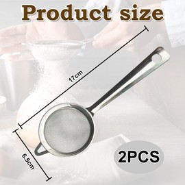 2-Pack Stainless Steel Tea Strainer – Fine Mesh Loose Leaf Tea Infuser, Reusable Tea Filter with Handles, Durable, Easy to Clean