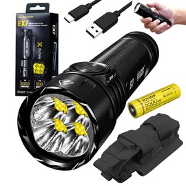 Nitecore EX7 + NCP30 Holster EX7 Variable Beam Pattern High Performance LED Rechargeable Flashlight -6000 Lumens w/ NCP30 Holster, NL2155HP Battery and USB C-Charging Cable